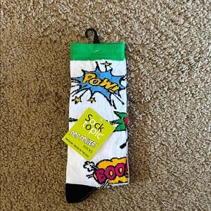 Sock It Up Pop Power Comic Print Socks - Green Accents